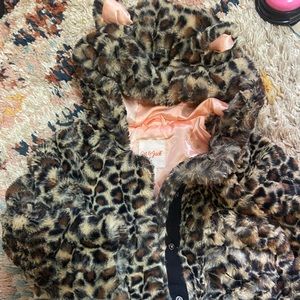 Toddler leopard faux fur coat - size 2t